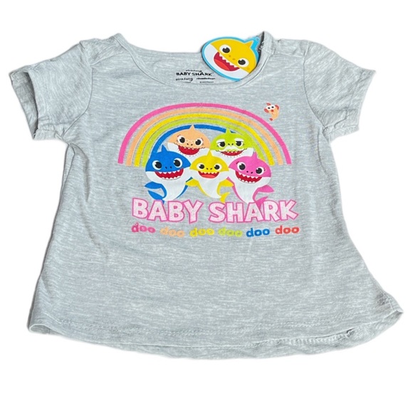 Nickelodeon Pinkfong Baby Shark Short Sleeve T-shirt Gray Size 5T - Picture 5 of 5